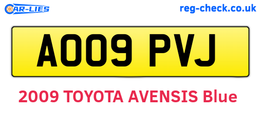 AO09PVJ are the vehicle registration plates.