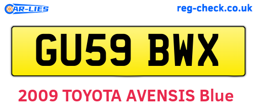 GU59BWX are the vehicle registration plates.