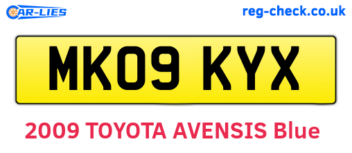 MK09KYX are the vehicle registration plates.