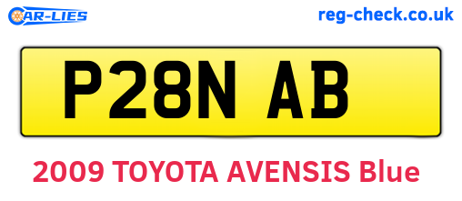 P28NAB are the vehicle registration plates.