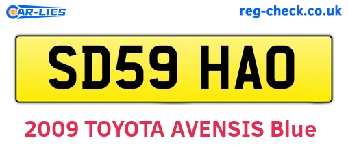 SD59HAO are the vehicle registration plates.