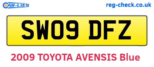 SW09DFZ are the vehicle registration plates.