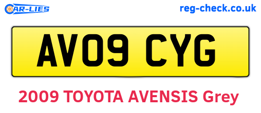 AV09CYG are the vehicle registration plates.