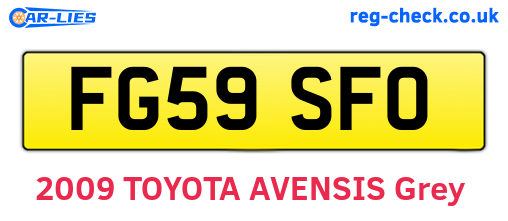 FG59SFO are the vehicle registration plates.