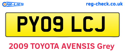 PY09LCJ are the vehicle registration plates.