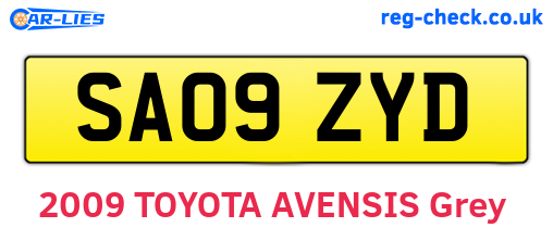 SA09ZYD are the vehicle registration plates.