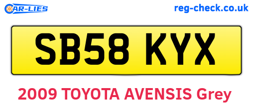 SB58KYX are the vehicle registration plates.