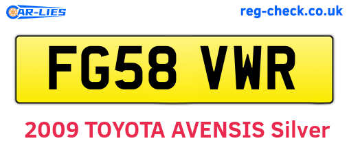 FG58VWR are the vehicle registration plates.