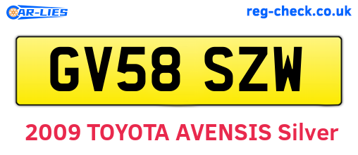 GV58SZW are the vehicle registration plates.