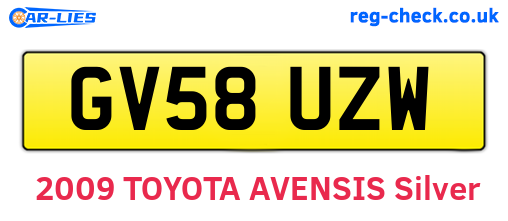GV58UZW are the vehicle registration plates.
