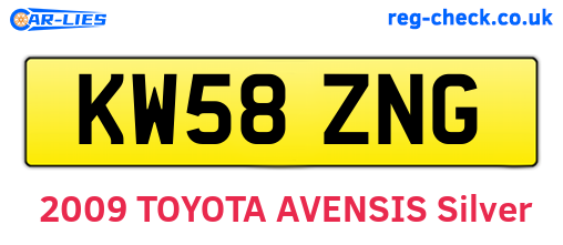 KW58ZNG are the vehicle registration plates.