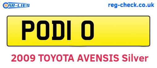 POD10 are the vehicle registration plates.