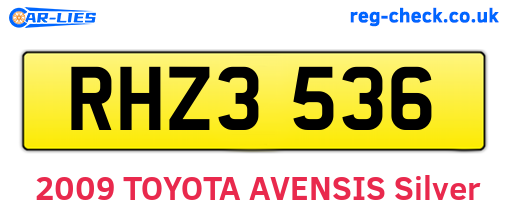 RHZ3536 are the vehicle registration plates.