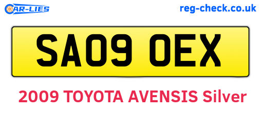 SA09OEX are the vehicle registration plates.