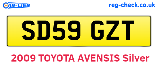 SD59GZT are the vehicle registration plates.