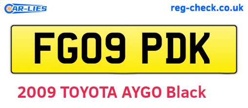 FG09PDK are the vehicle registration plates.