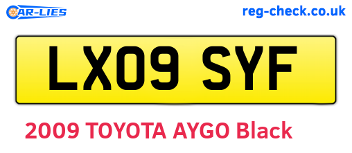 LX09SYF are the vehicle registration plates.