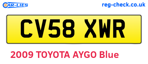 CV58XWR are the vehicle registration plates.