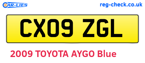 CX09ZGL are the vehicle registration plates.