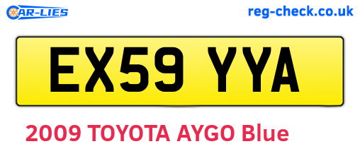 EX59YYA are the vehicle registration plates.