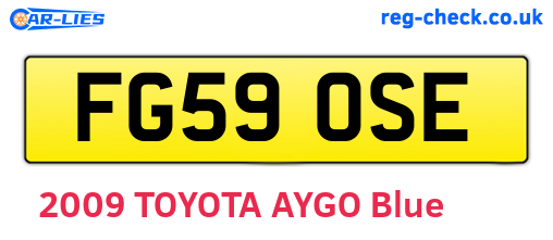 FG59OSE are the vehicle registration plates.