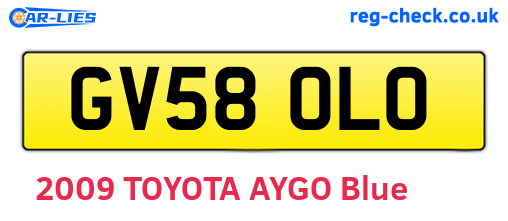 GV58OLO are the vehicle registration plates.