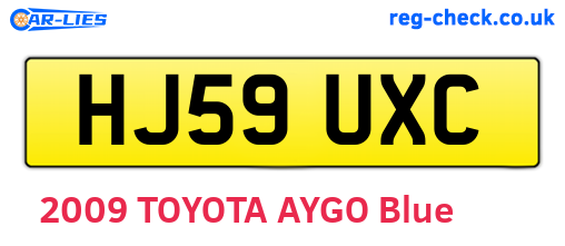 HJ59UXC are the vehicle registration plates.