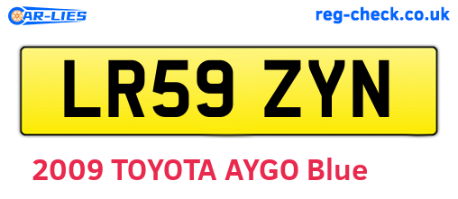 LR59ZYN are the vehicle registration plates.