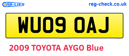 WU09OAJ are the vehicle registration plates.