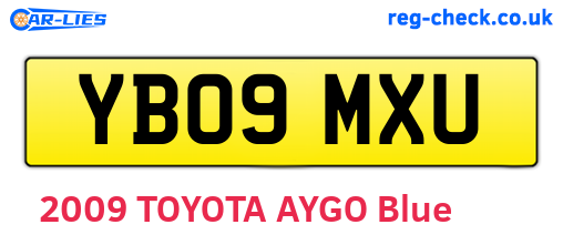 YB09MXU are the vehicle registration plates.