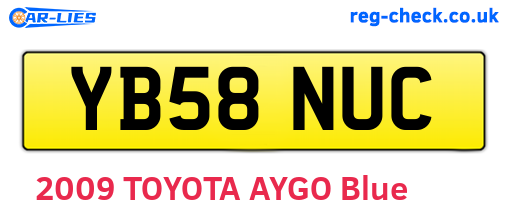 YB58NUC are the vehicle registration plates.