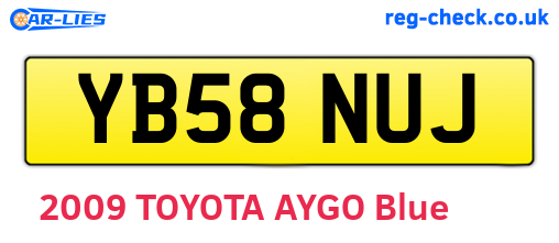 YB58NUJ are the vehicle registration plates.