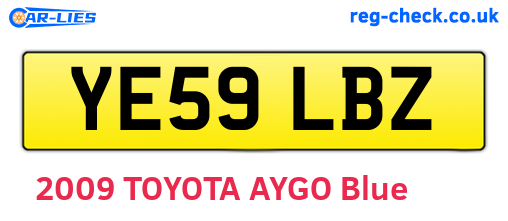 YE59LBZ are the vehicle registration plates.