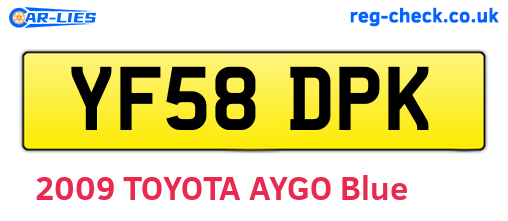YF58DPK are the vehicle registration plates.