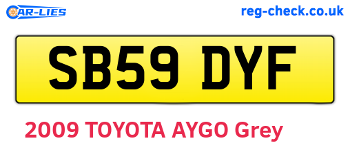 SB59DYF are the vehicle registration plates.