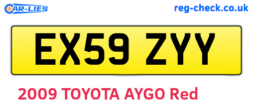 EX59ZYY are the vehicle registration plates.
