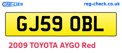 GJ59OBL are the vehicle registration plates.