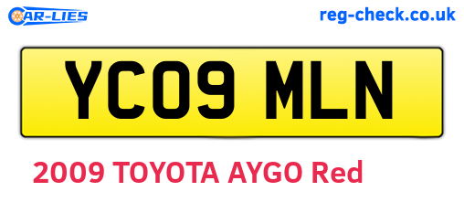 YC09MLN are the vehicle registration plates.