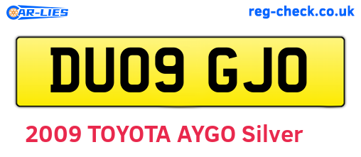 DU09GJO are the vehicle registration plates.