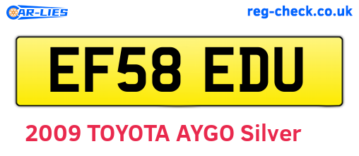 EF58EDU are the vehicle registration plates.