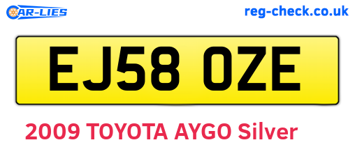 EJ58OZE are the vehicle registration plates.