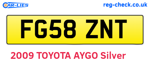 FG58ZNT are the vehicle registration plates.