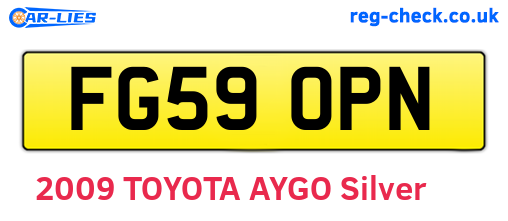 FG59OPN are the vehicle registration plates.