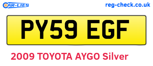 PY59EGF are the vehicle registration plates.
