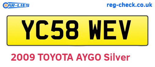 YC58WEV are the vehicle registration plates.