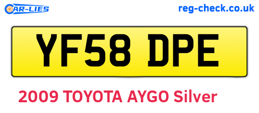 YF58DPE are the vehicle registration plates.