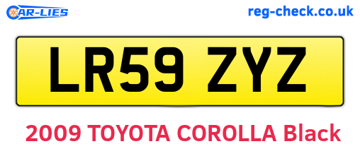 LR59ZYZ are the vehicle registration plates.
