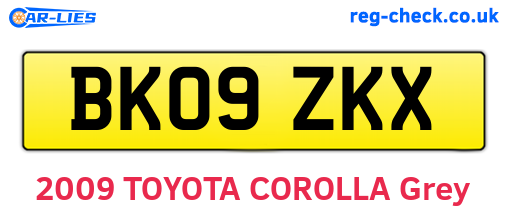BK09ZKX are the vehicle registration plates.