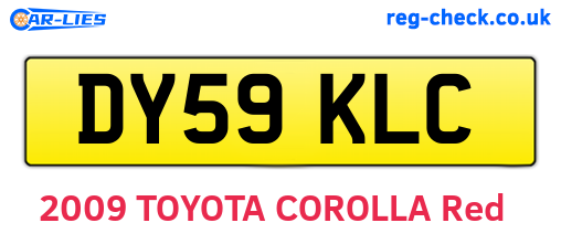DY59KLC are the vehicle registration plates.
