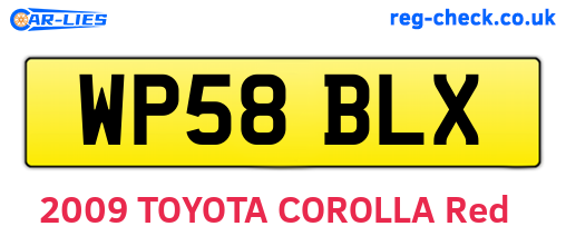WP58BLX are the vehicle registration plates.